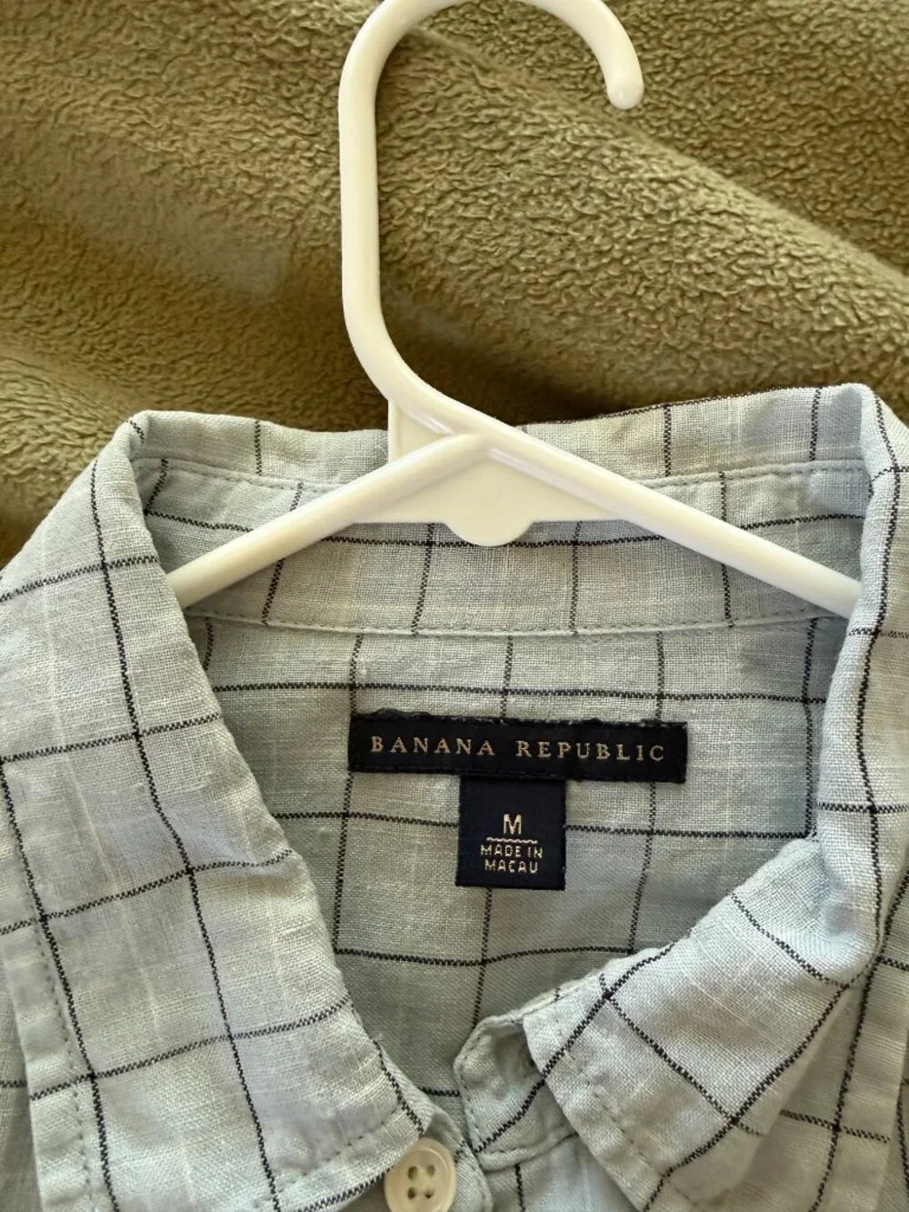 Banana Republic Light Blue Grid Check Long Sleeve Button Down Shirt Size M